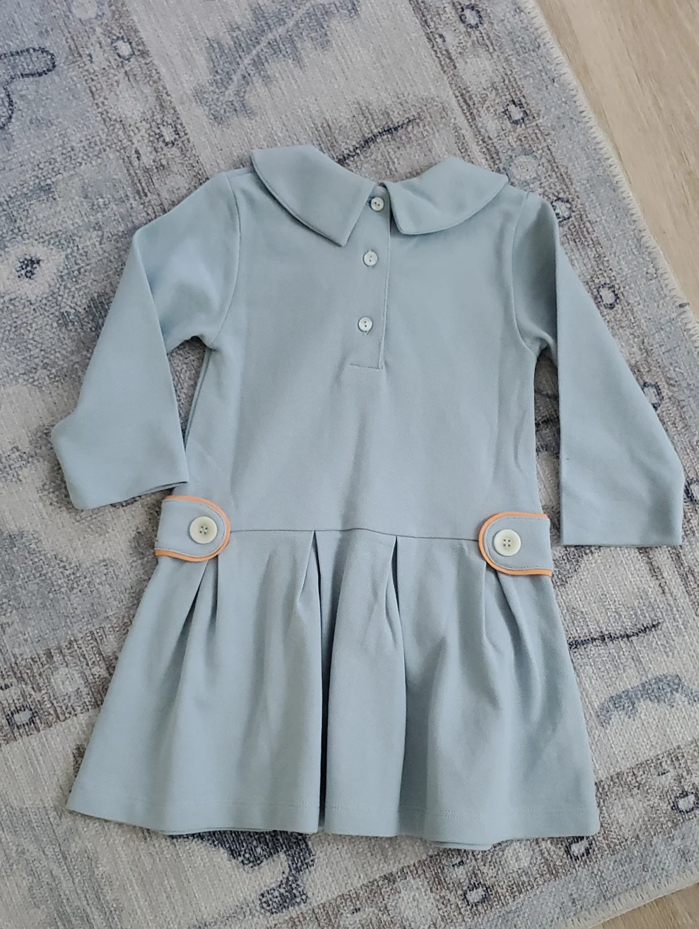 Bella Bliss Toddler Girls Blue Cotton Collared Button Dress Sz2